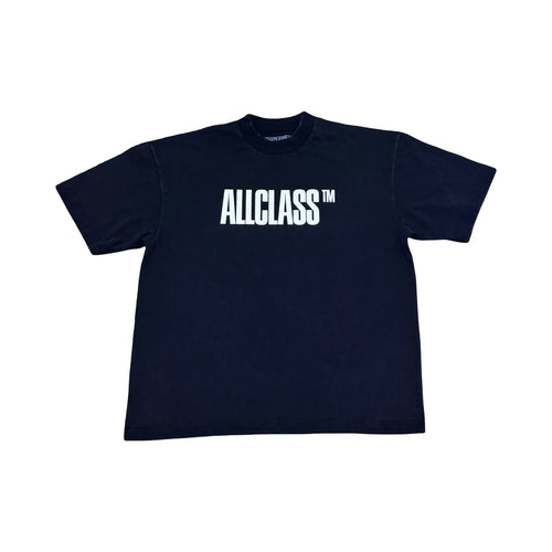 ALLCLASS Carbon Logo Tee, black heavyweight boxy tee with white ALLCLASS print, front