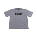 ALLCLASS Powder Logo Tee, washed grey heavyweight boxy tee with black ALLCLASS print, front