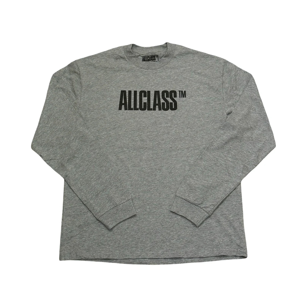 ALLCLASS Relaxed Long Sleeve in heather grey with black ALLCLASS print, front