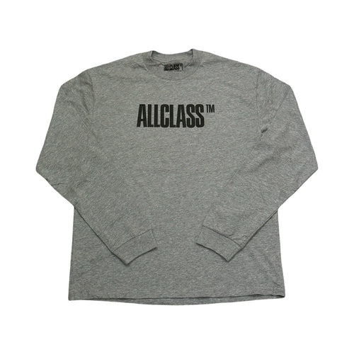 ALLCLASS Relaxed Long Sleeve in heather grey with black ALLCLASS print, front